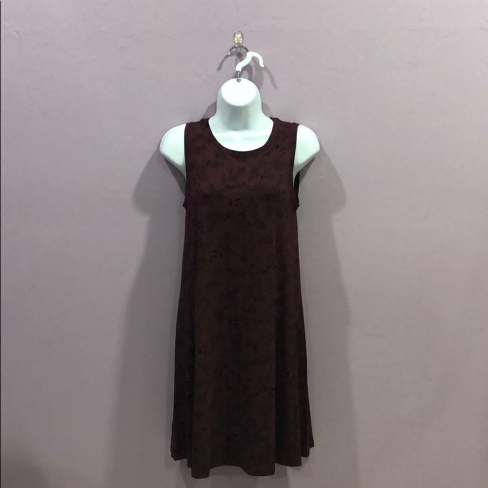 LOFT Maroon Floral Sundress, Size XXS